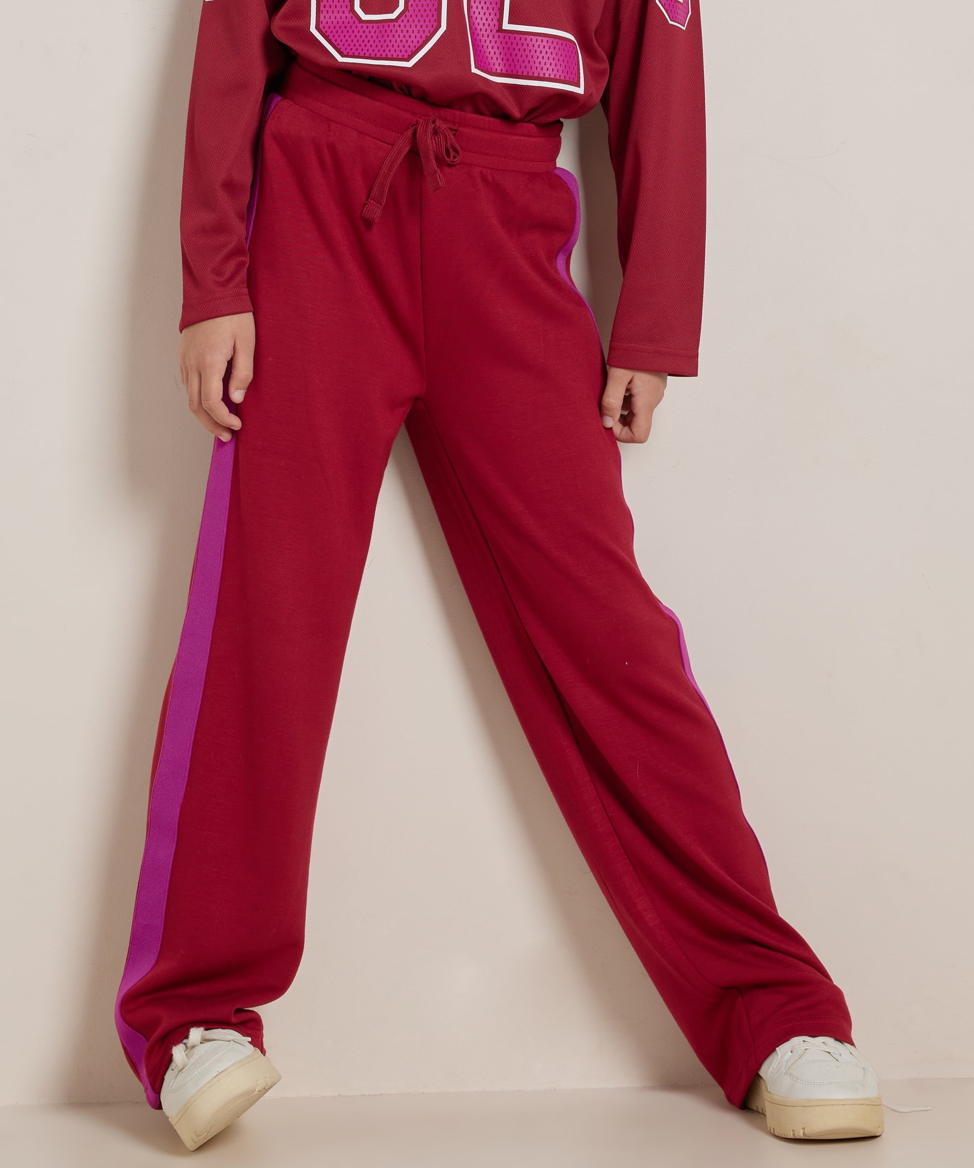 wide fit broek met streep