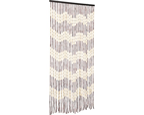 Deurgordijn met houten kralen, Mekong bruin beige, 90x200 cm