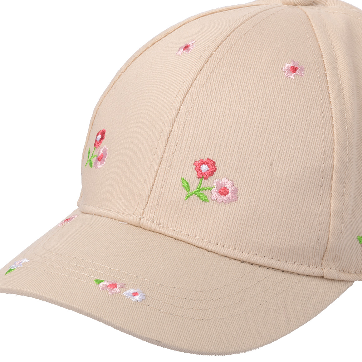 Topolino Mädchen Kappe mit Blümchen-Stickerei creme