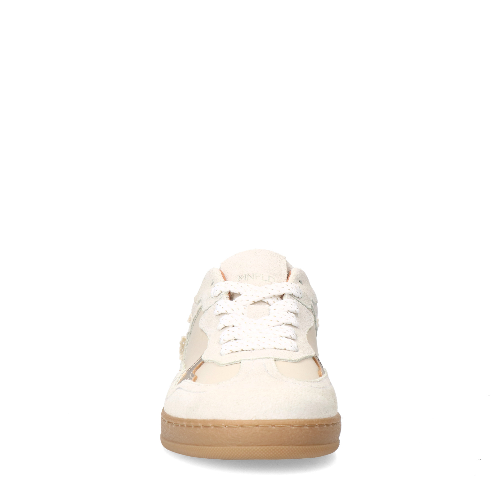 Beige leren sneakers met suède details