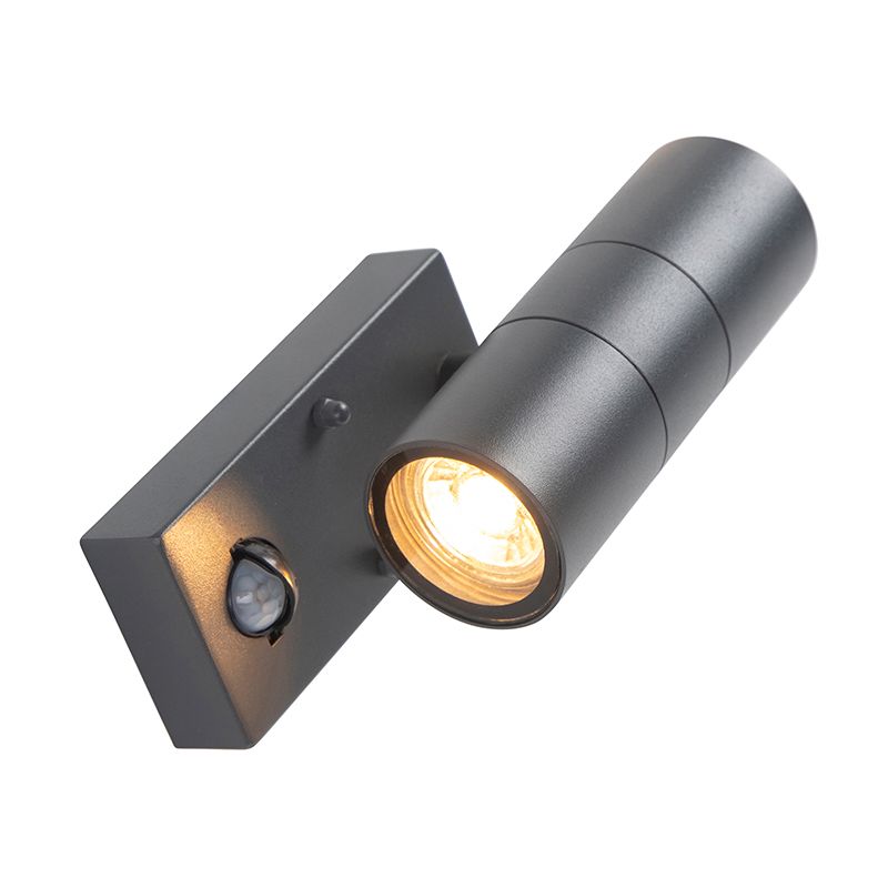 Buitenwandlamp antraciet 2-lichts IP44 met bewegingssensor - Duo