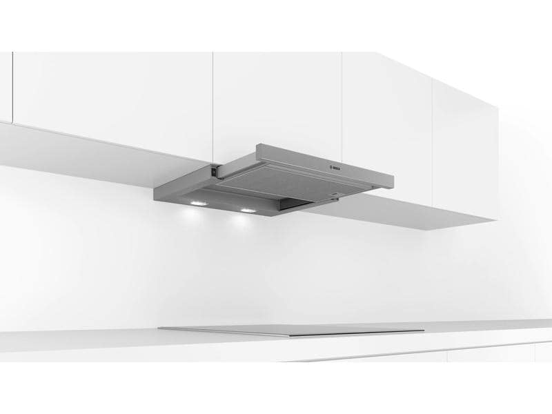 Bosch Flachschirmhaube DFM064W51C 3 Stufen Teleskop-Dunstabzugshaube für den Einbau in einen 60 cm breiten Oberschrank
