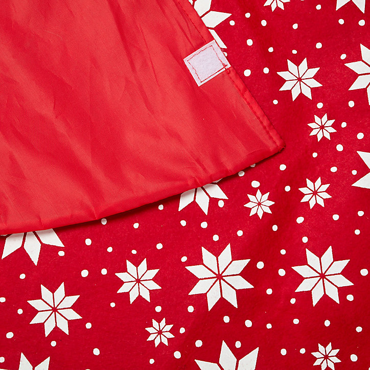 Couvre-pied pour sapin rouge avec étoiles blanches