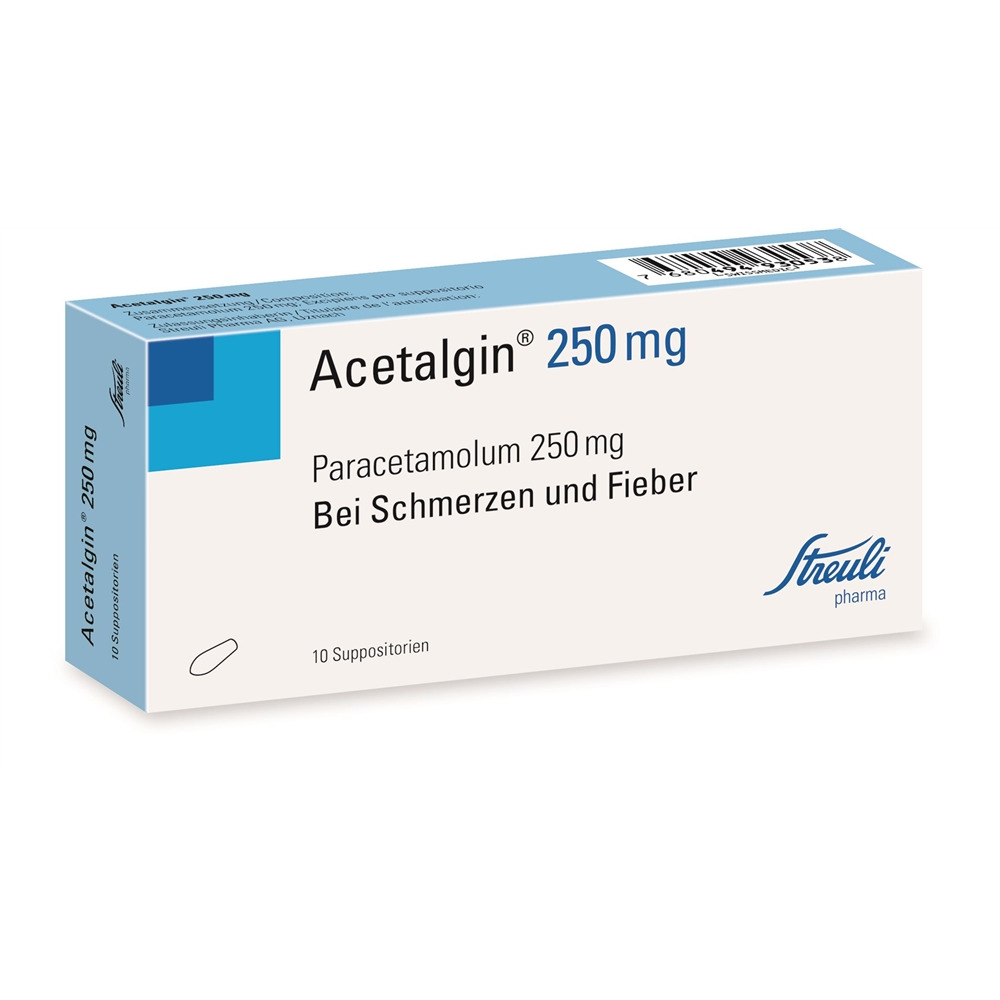 ACETALGINE Supp 250 mg Blist 10 Stk<br>10 Stück, Blister, Zäpfchen