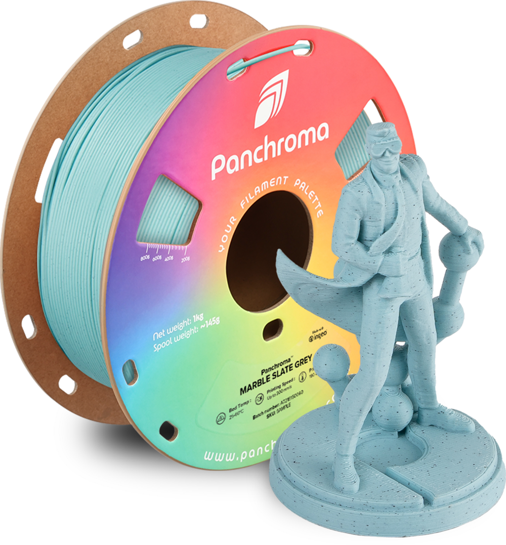 Polymaker  Panchroma™ PLA Marble Slate Grey, 1,75 mm / 1000 g    Stein-Optik in Slate Grey für einzigartige 3D Druckkunst
