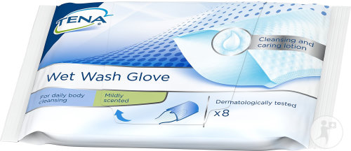 Tena ProSkin Wet Wash Glove Gants De Toilette Parfum Doux Pré-Imprégnés 8 Pièces