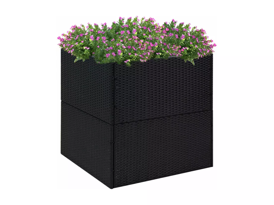 Jardinière Noir 80x80x80 cm Résine tressée