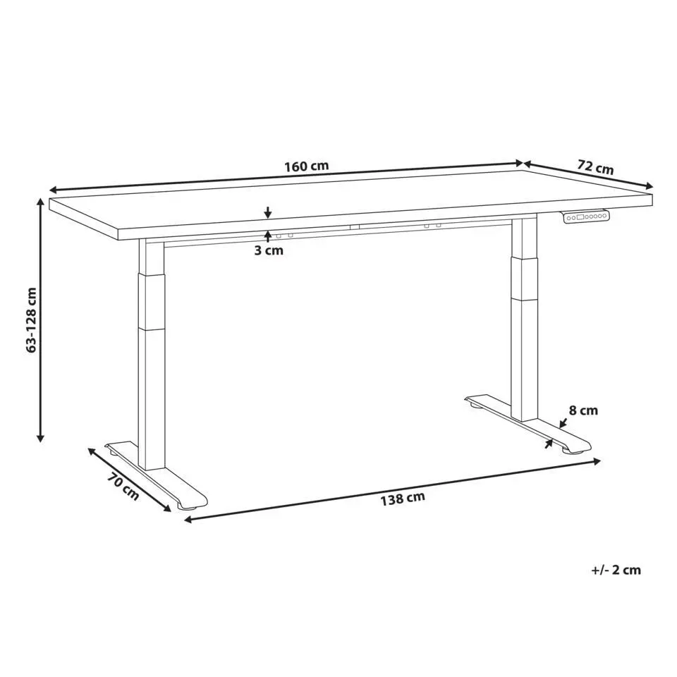 DESTINES - Elektr bureau - Wit/Lichtbruin - 160 x 72 cm - Vezelplaat