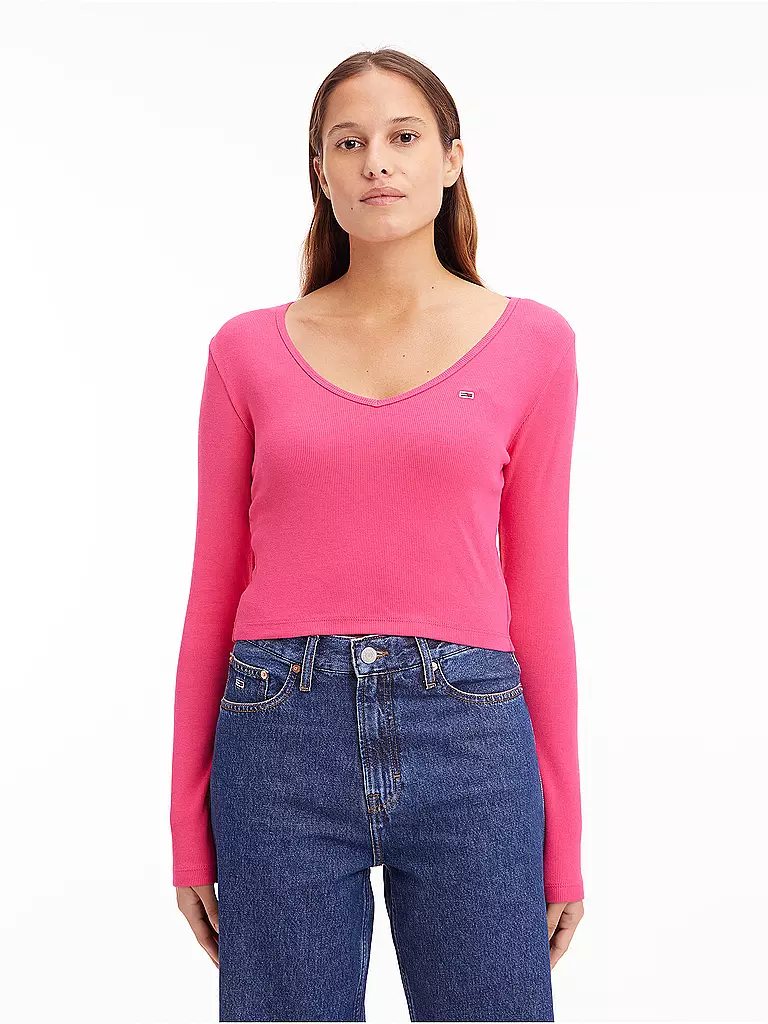 TOMMY JEANS Langarmshirt Cropped Fit pink