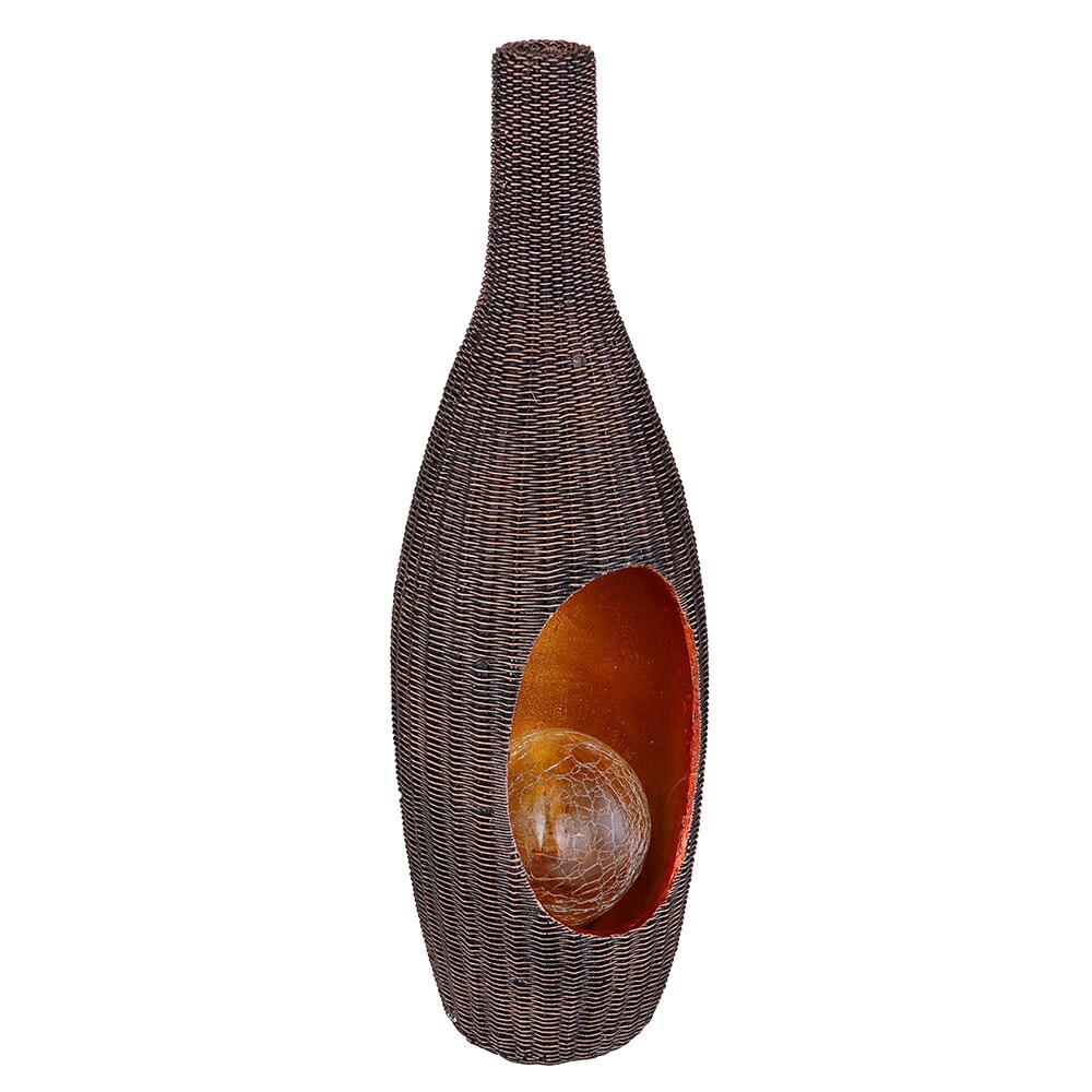 LED Solarleuchte, Rattan Design, Glas Kugel, gold, H 45,5 cm