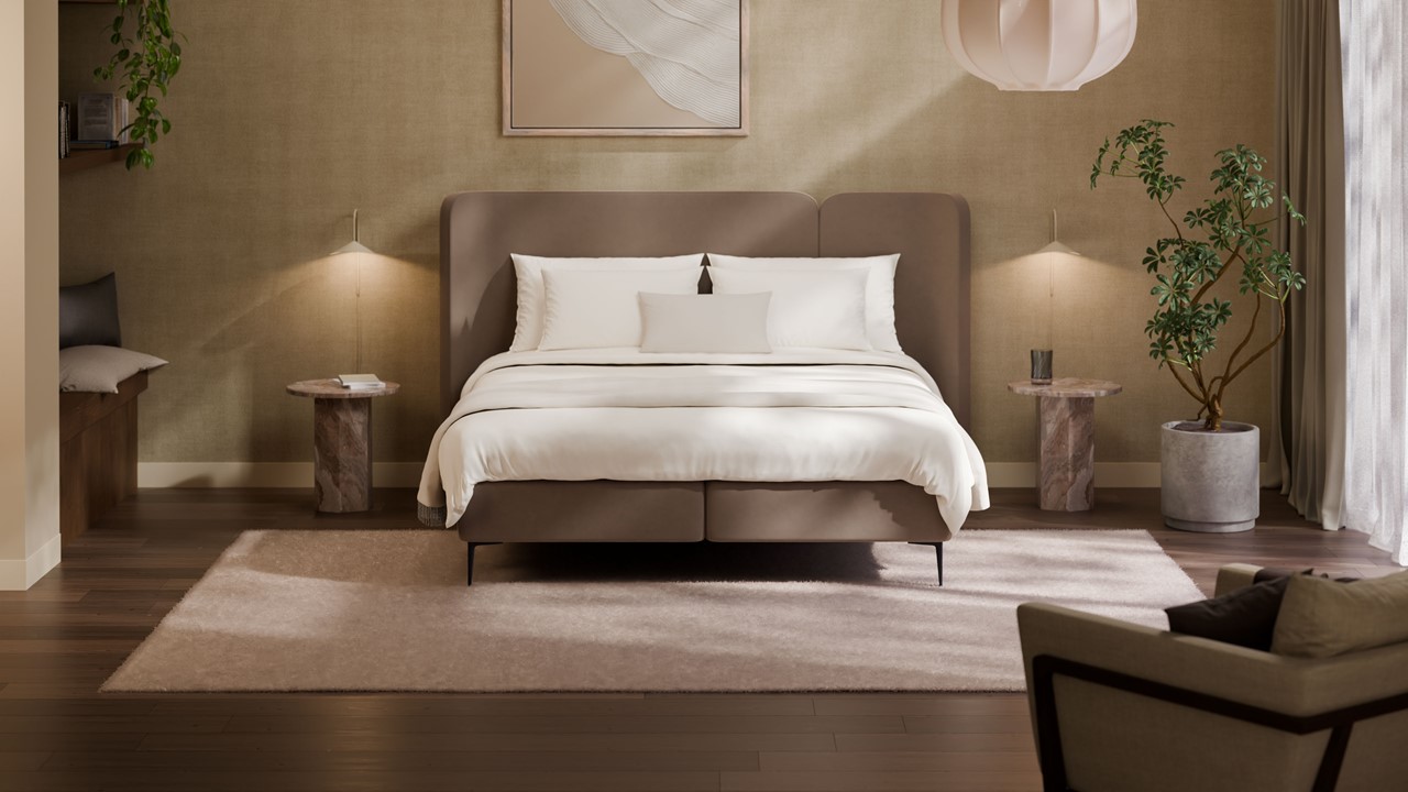 Boxspring Mesa met Kårlsson Excellence matras - Soft suede liver