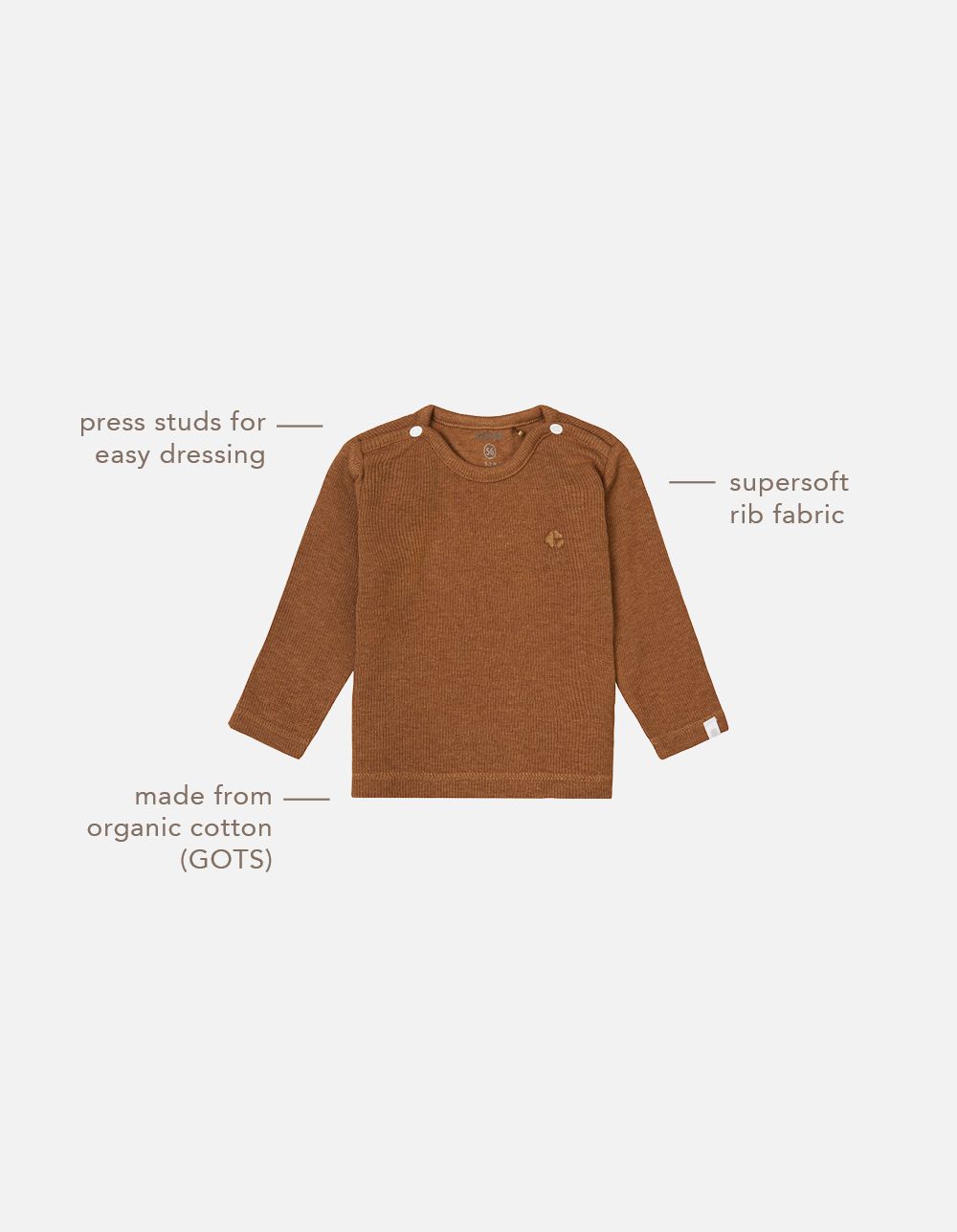 Noppies Newborn Longsleeve Natal - Chipmunk Melange