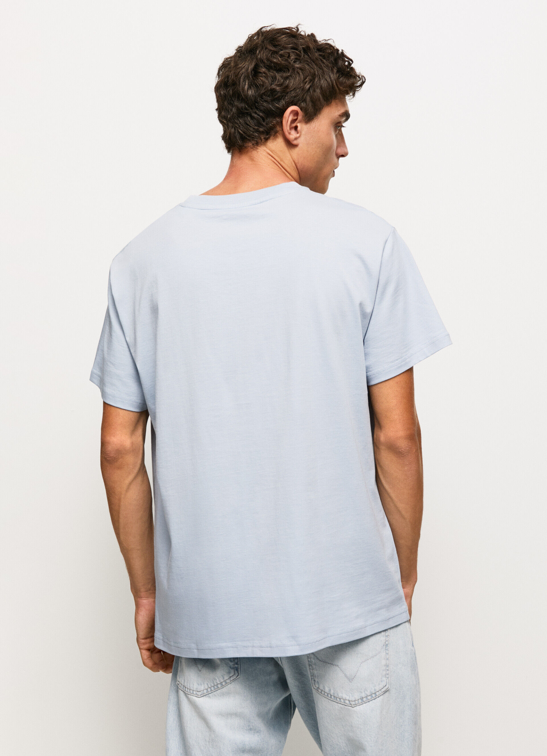 Camiseta de algodão com logo de 1973 - azul claro