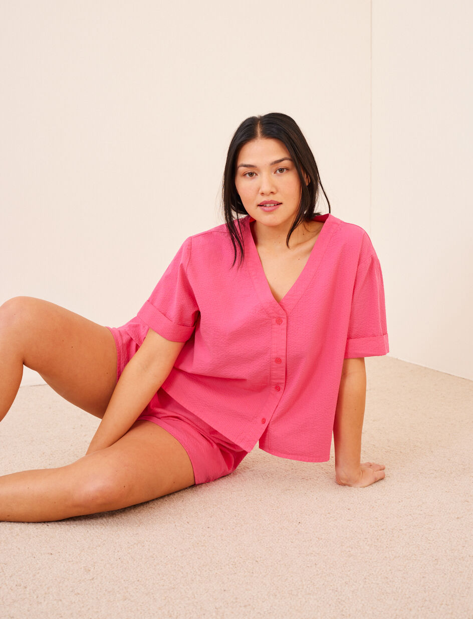 Chemise manches courtes - rose magenta