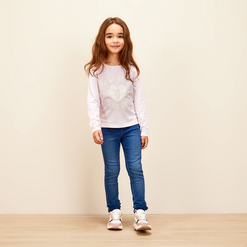 T-shirt manches longues print fantaisie pour fille - Rose