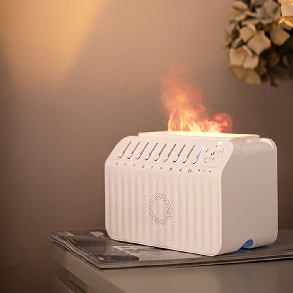 Topyond Diffuseur d'Huile Essentielle,D'huiles Essentielles Bluetooth Bruit Blanc, Humidificateur D'aromathérapie Sommeil Tranquille Contrle de la Musique sans Fil pour Chambre à Coucher Bureau : Hygiène et Santé