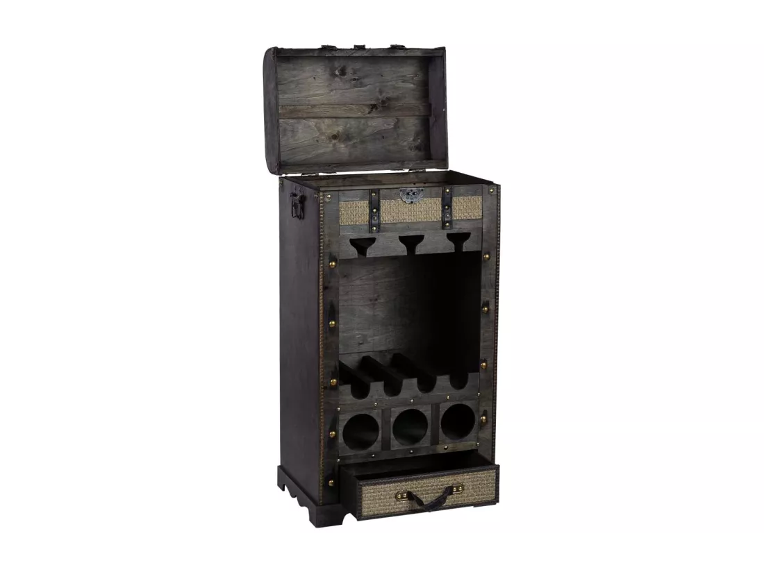 Coffre à bouteilles en bois marron 44x30x85h cm