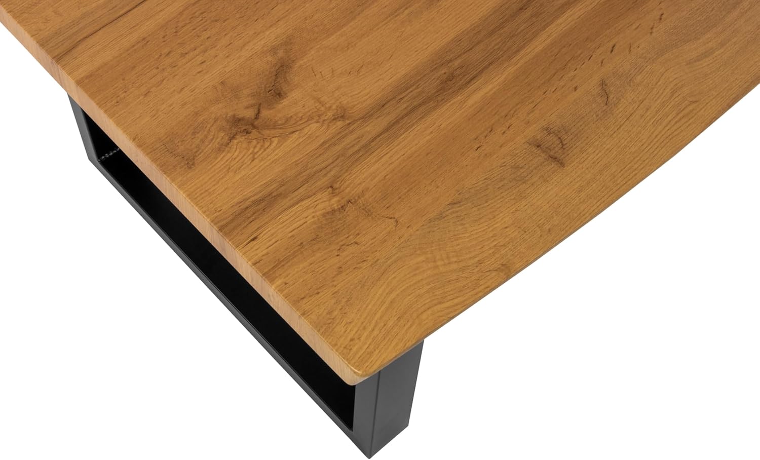 SAM Esstisch Josy | 200 x 100 cm | Holz Wildeiche-Optik | U-Gestell Metall schwarz | 40 mm Tischplatte mit Baumkante | Tisch für Esszimmer & Küche