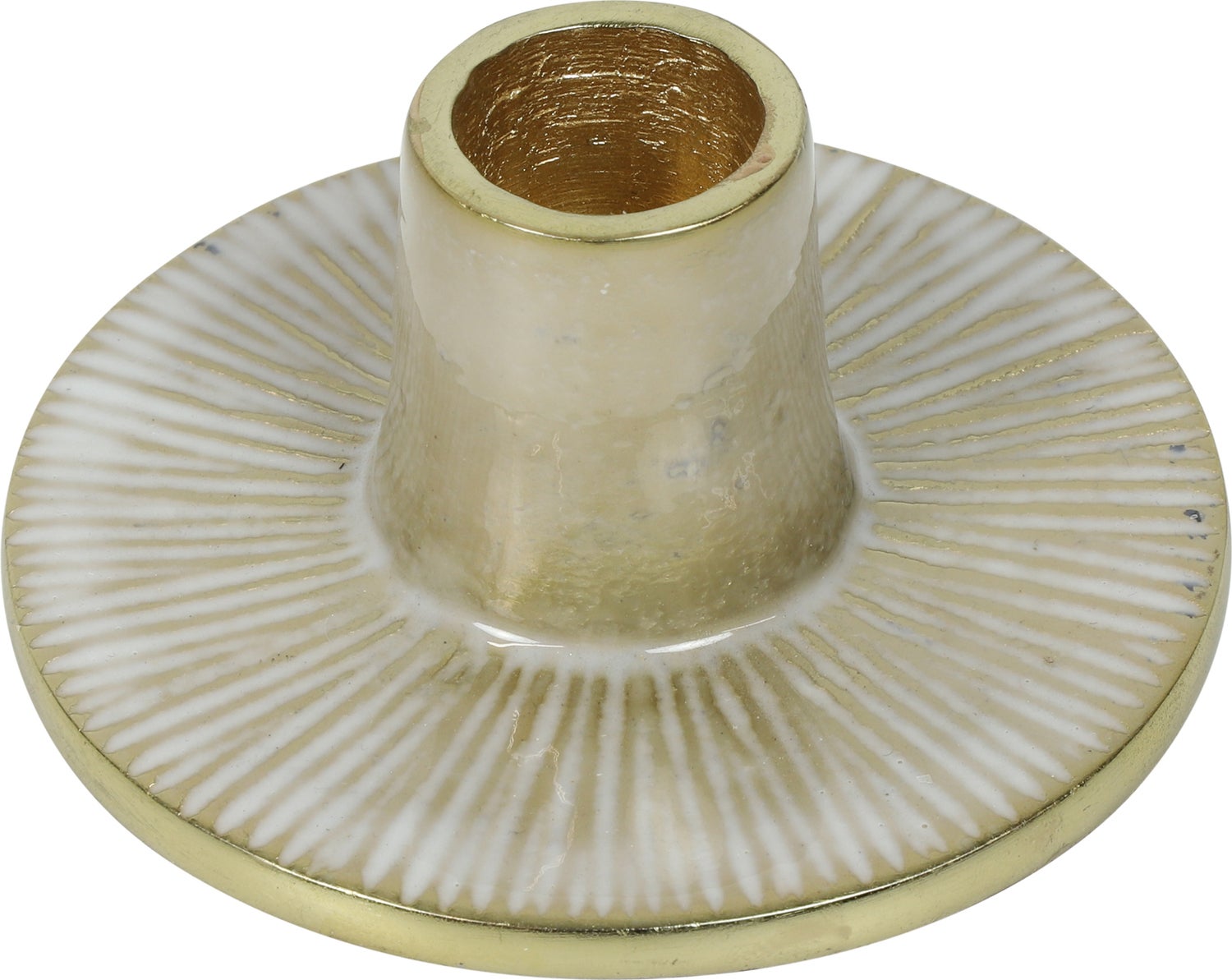 Countryfield kandelaar Aliza wit / goud D 9,5 H 4 cm