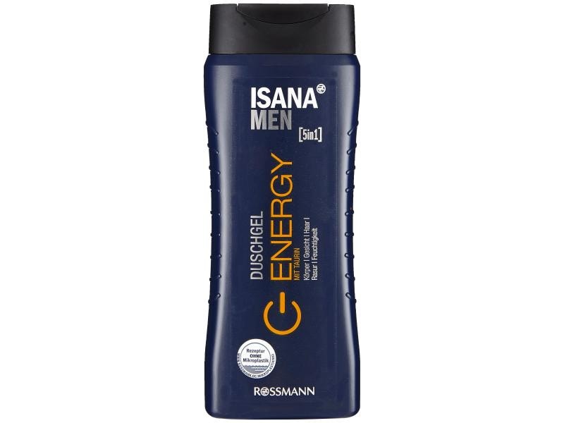 Isana men Duschgel Men Energy 3 x 300 ml Wirksames Duschmittel 5in1 mit Taurin