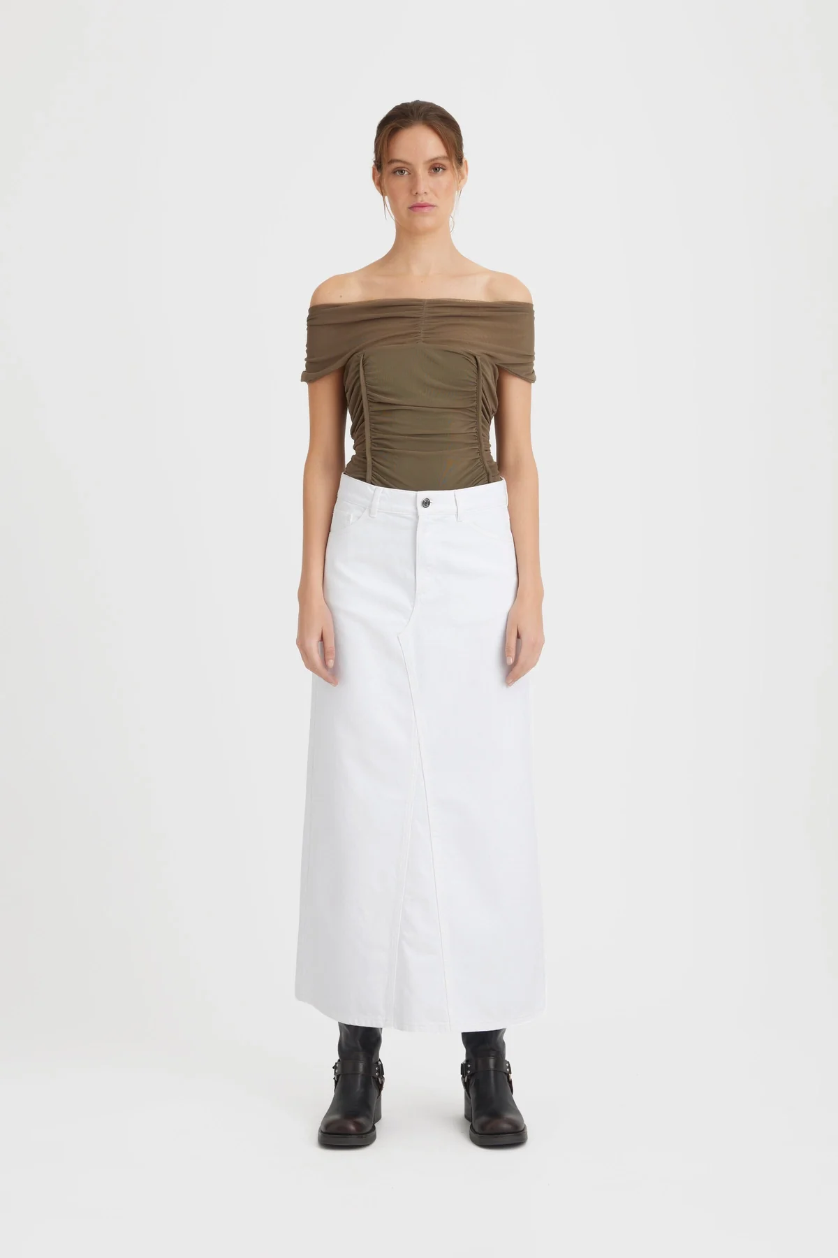 Gestuz MilyGZ HW long skirt white wash