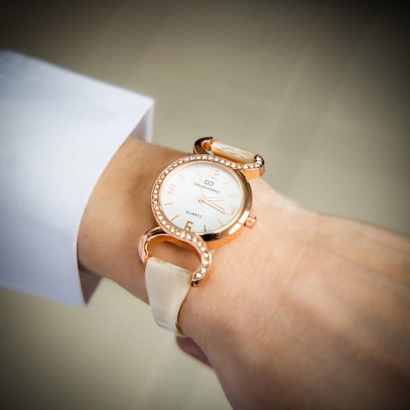 Coffret montre Femme GIORGIO bracelet Acier Rose Métal