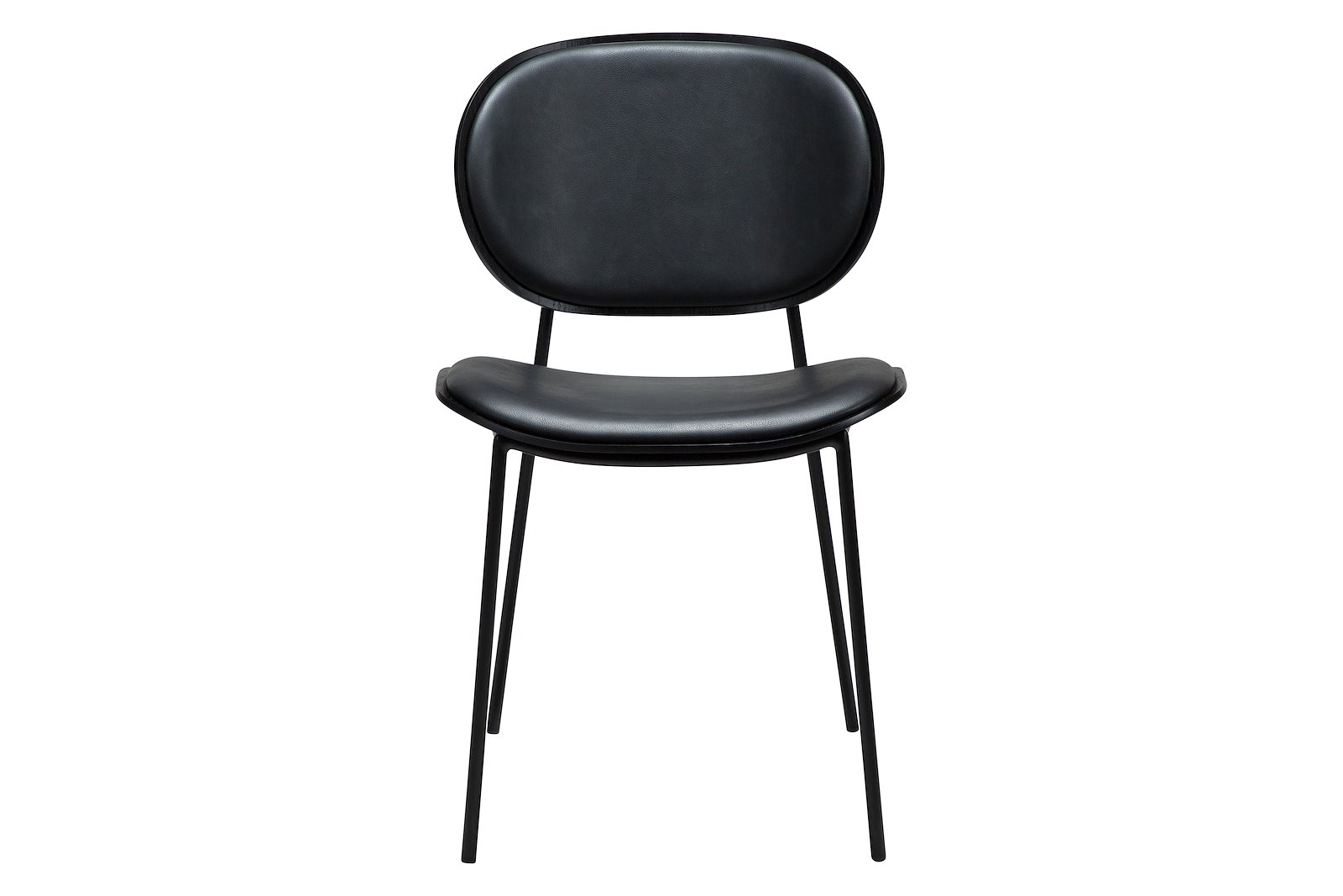 Clementina spisestol PU Raven Black med sortbeiset rygg og sorte ben.