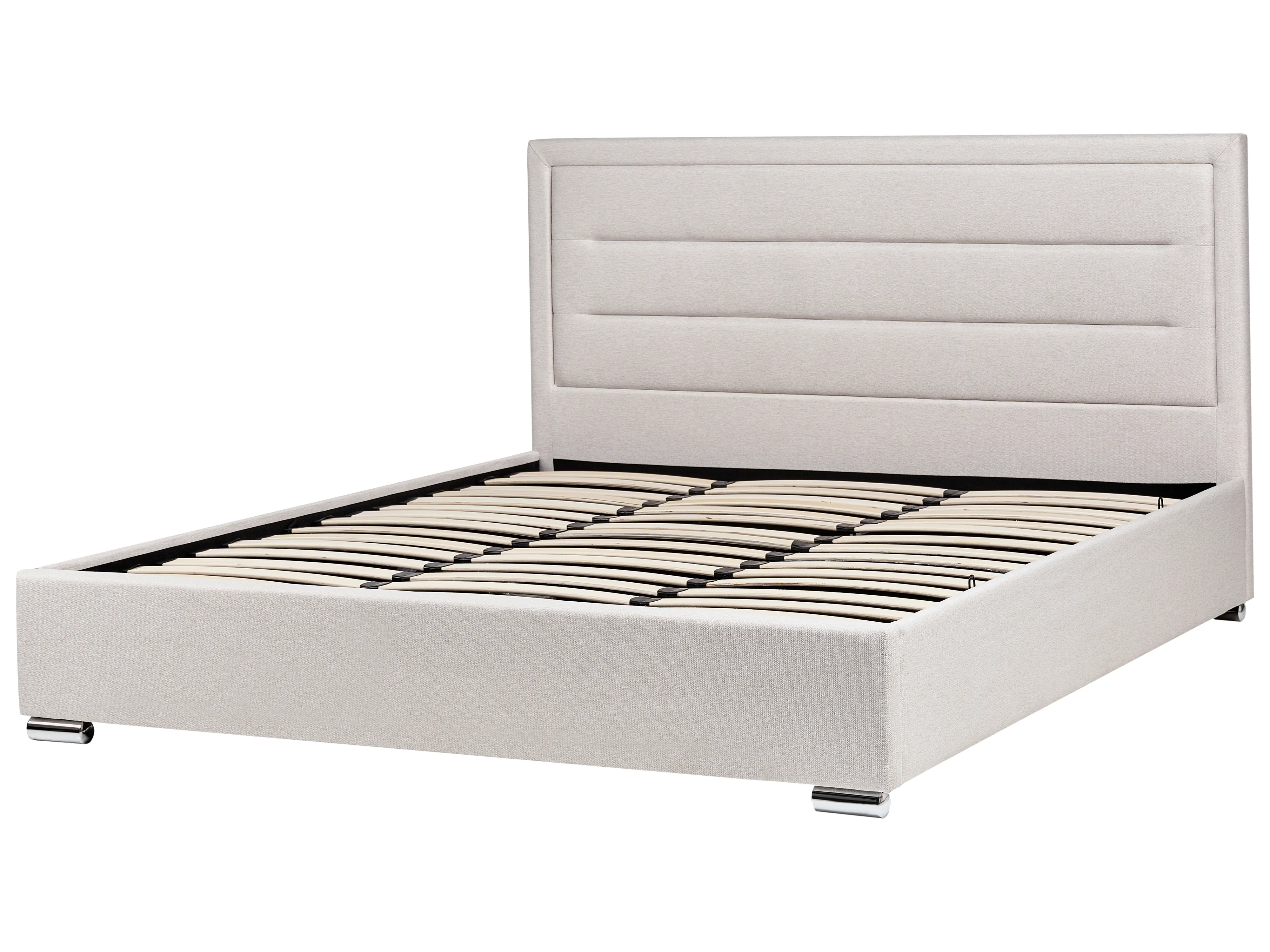 Bed met opbergruimte Stof ROUEN 180 x 200 cm Lichtbeige