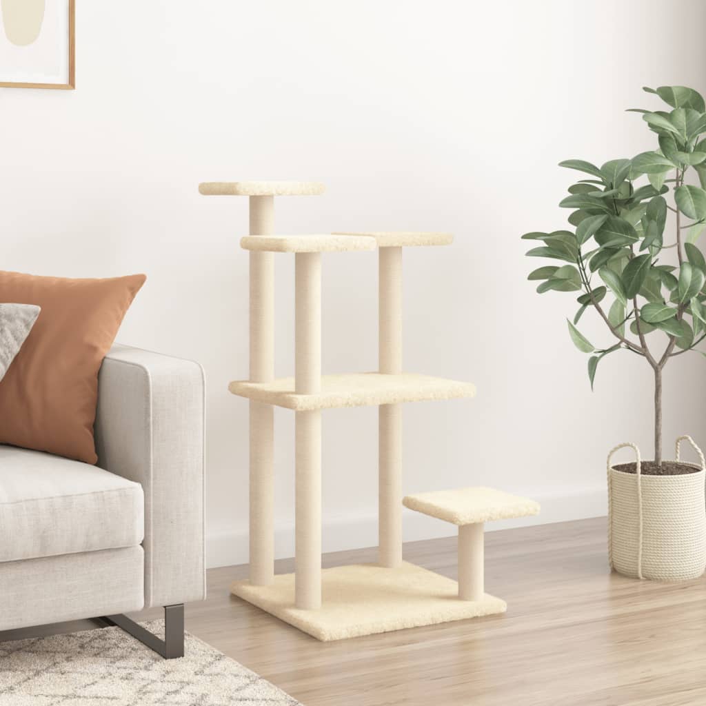 Arranhador para Gatos vidaXL com Plataformas, Creme, 98,5 cm
