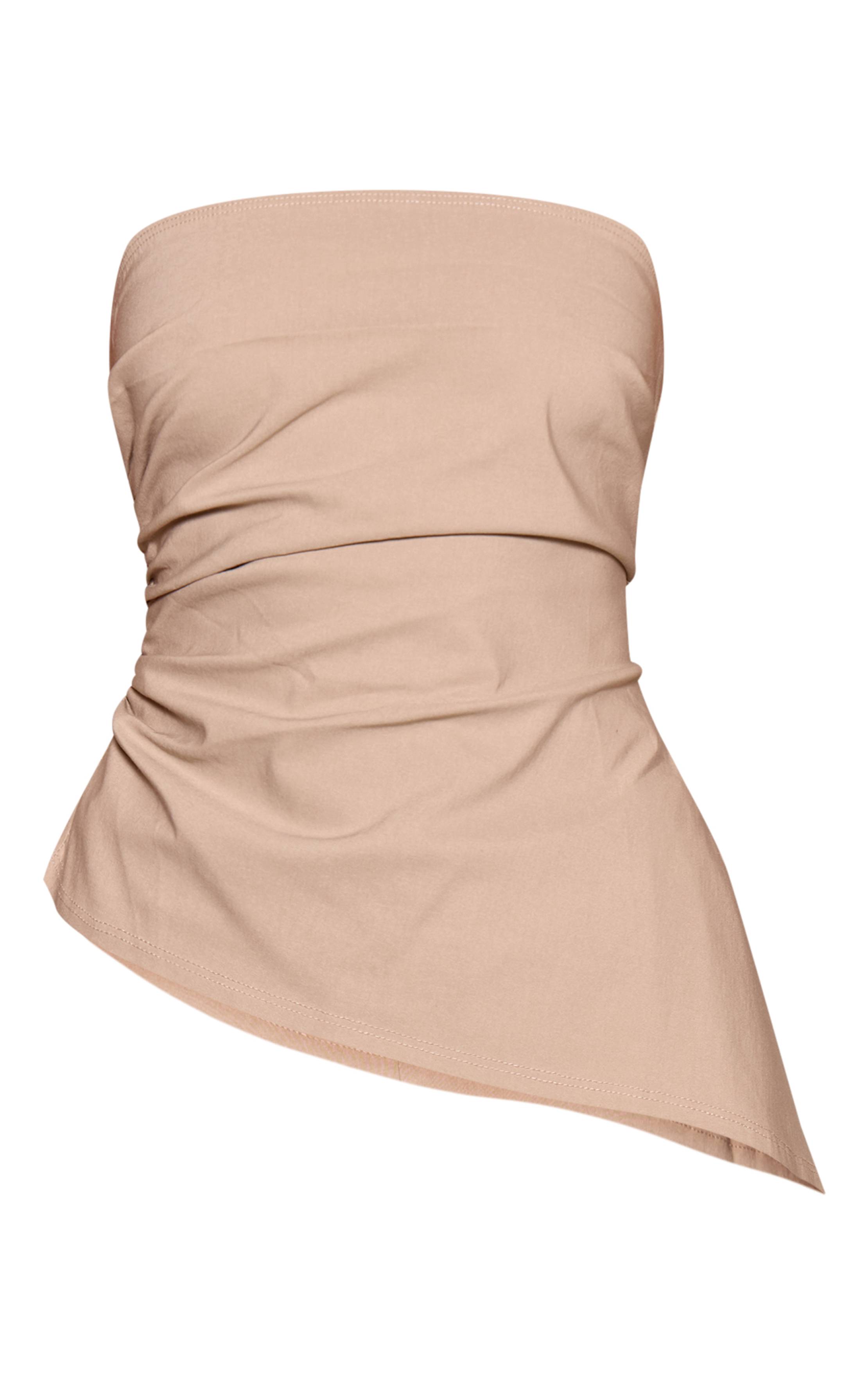 Gris Pierre Top Bandeau Asymétrique Froncé En Bengaline