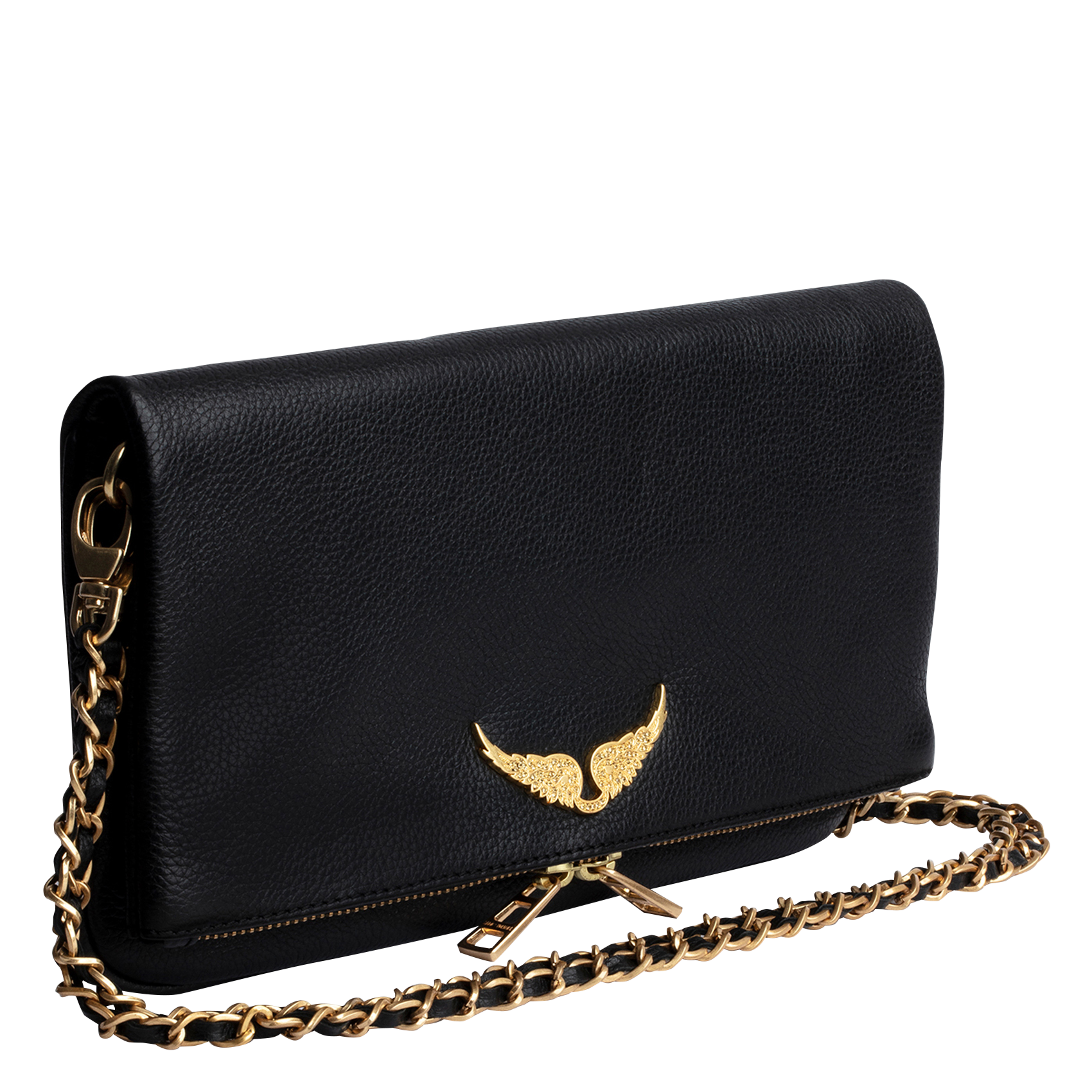 ROCK - Pochette en cuir chaînes en métal | Noir