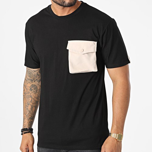 Tee Shirt Poche T8814 Noir Beige