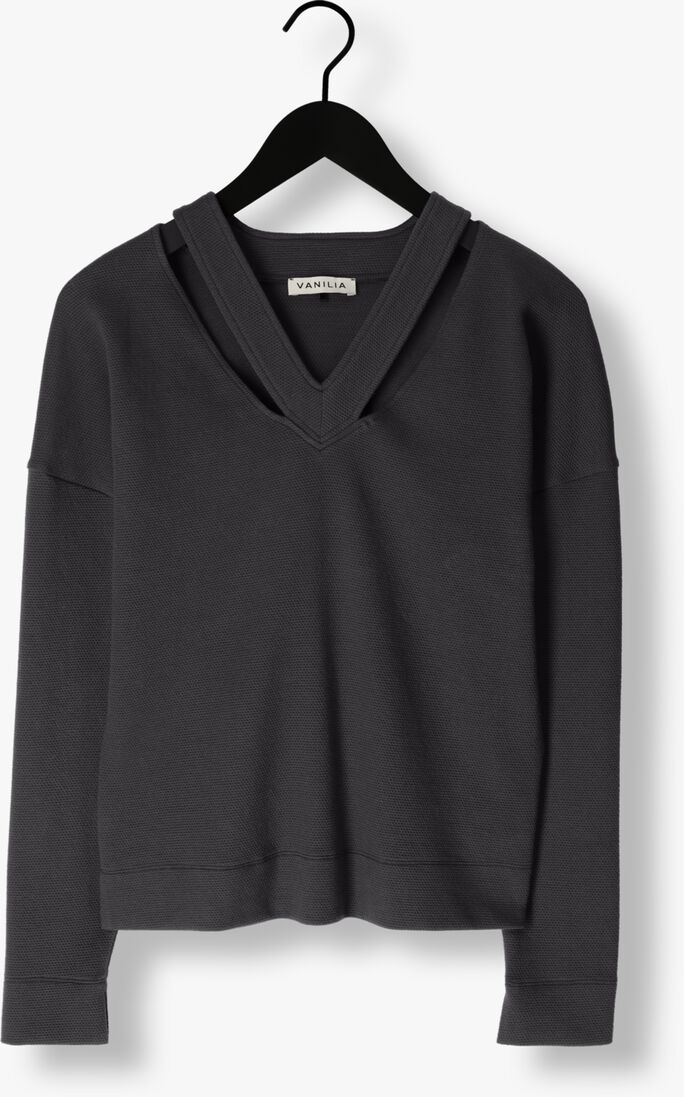 VANILIA grijze vanilia top v-neck cutout texture top