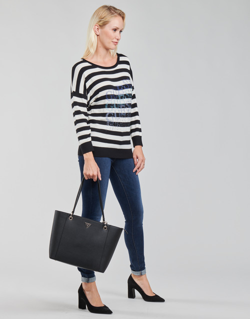 Guess - CLAUDINE BAT SLEEVE SWTR - Noir / Blanc