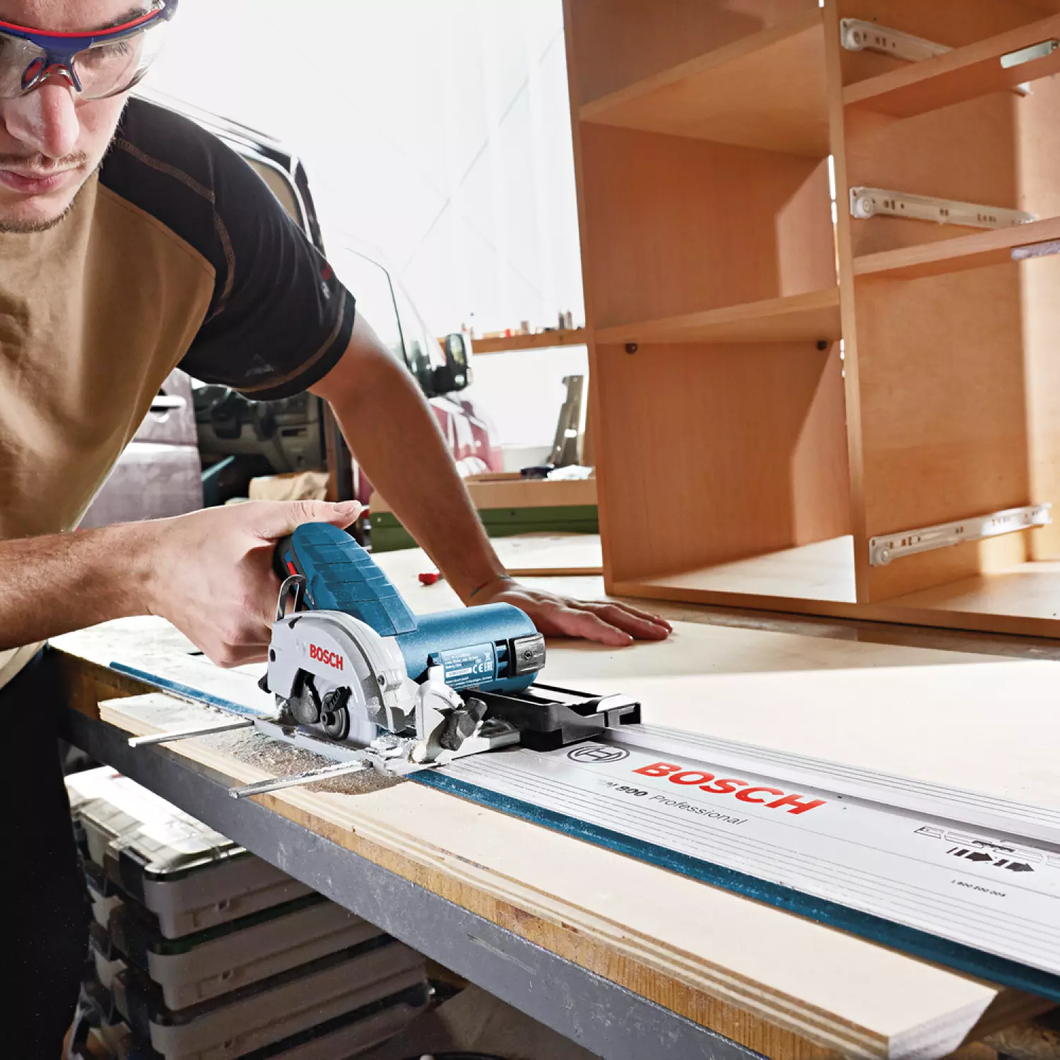 Bosch GKS 12V-26 12V Li-Ion Accu cirkelzaag set (2x 3.0Ah accu) in L-Boxx - 85mm