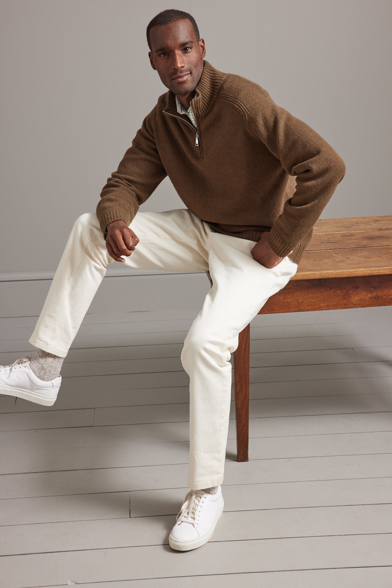 Pull col montant zippé Homme