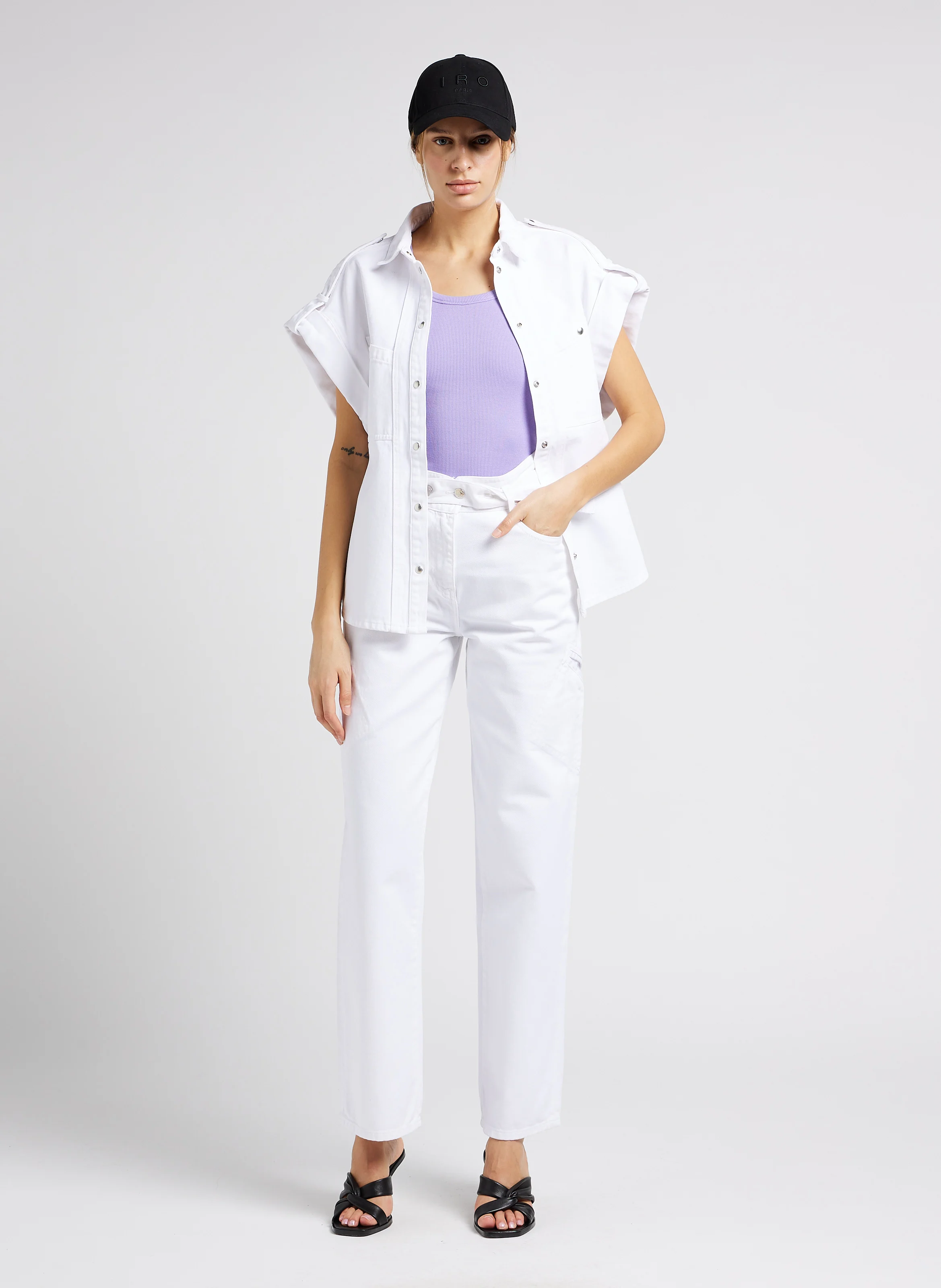 JINN - Jean flare taille haute en coton | Blanc