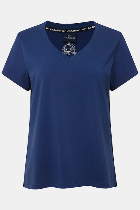 T-Shirt, kleiner Knoten Print, V-Ausschnitt, Halbarm, OEKO-TEX MIG