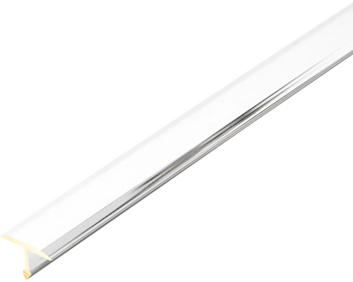Dural T-Floor messing verchroomd scheidings- en afdekprofiel, lengte 100 cm, hoogte 8 mm, zichtbaar oppervlak 14 mm, zilver