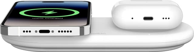 Belkin BoostCharge Pro 2i1 Magnetic Qi2 trådløs oplader (hvid)