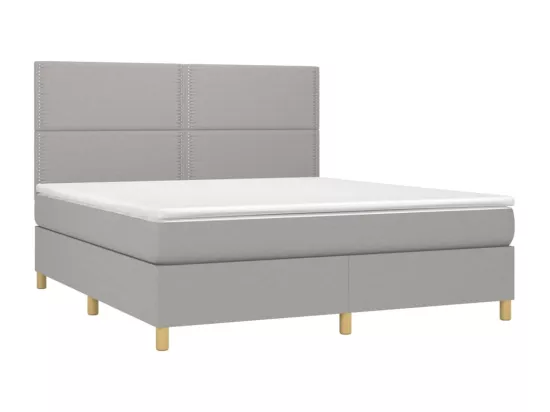 Sommier tapissier matelas et LED Gris clair 160x200 cm Tissu