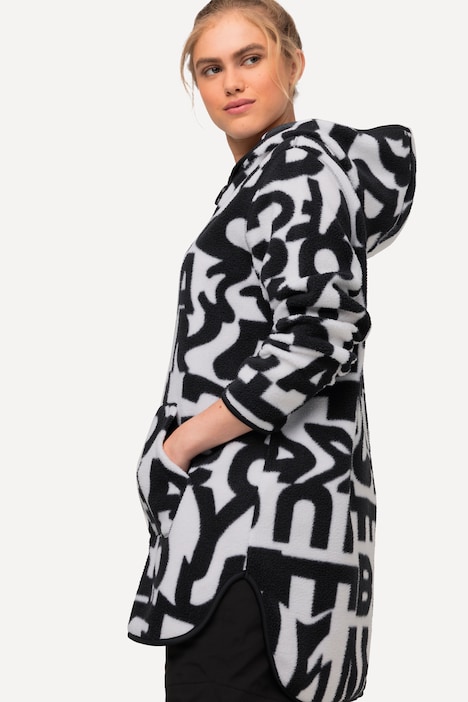 Long-Fleecehoodie, Oversized, Kapuze, Langarm