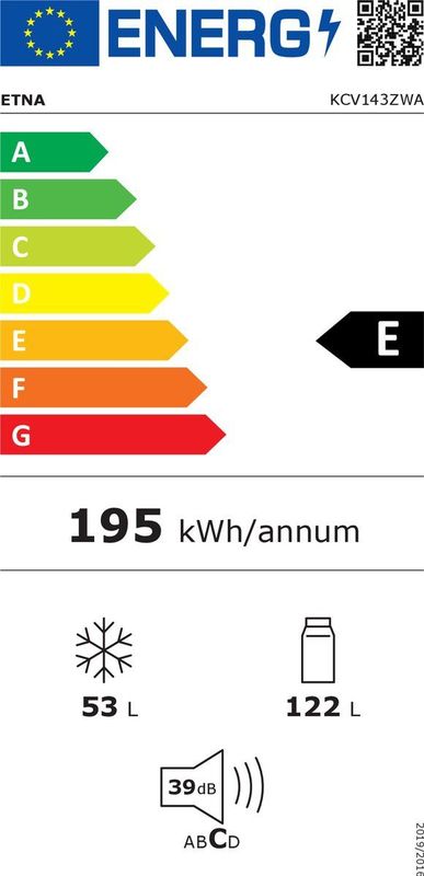 ETNA KCV143ZWA - Koel-vriescombinatie - Zwart - Verwisselbare draairichting - 143 cm