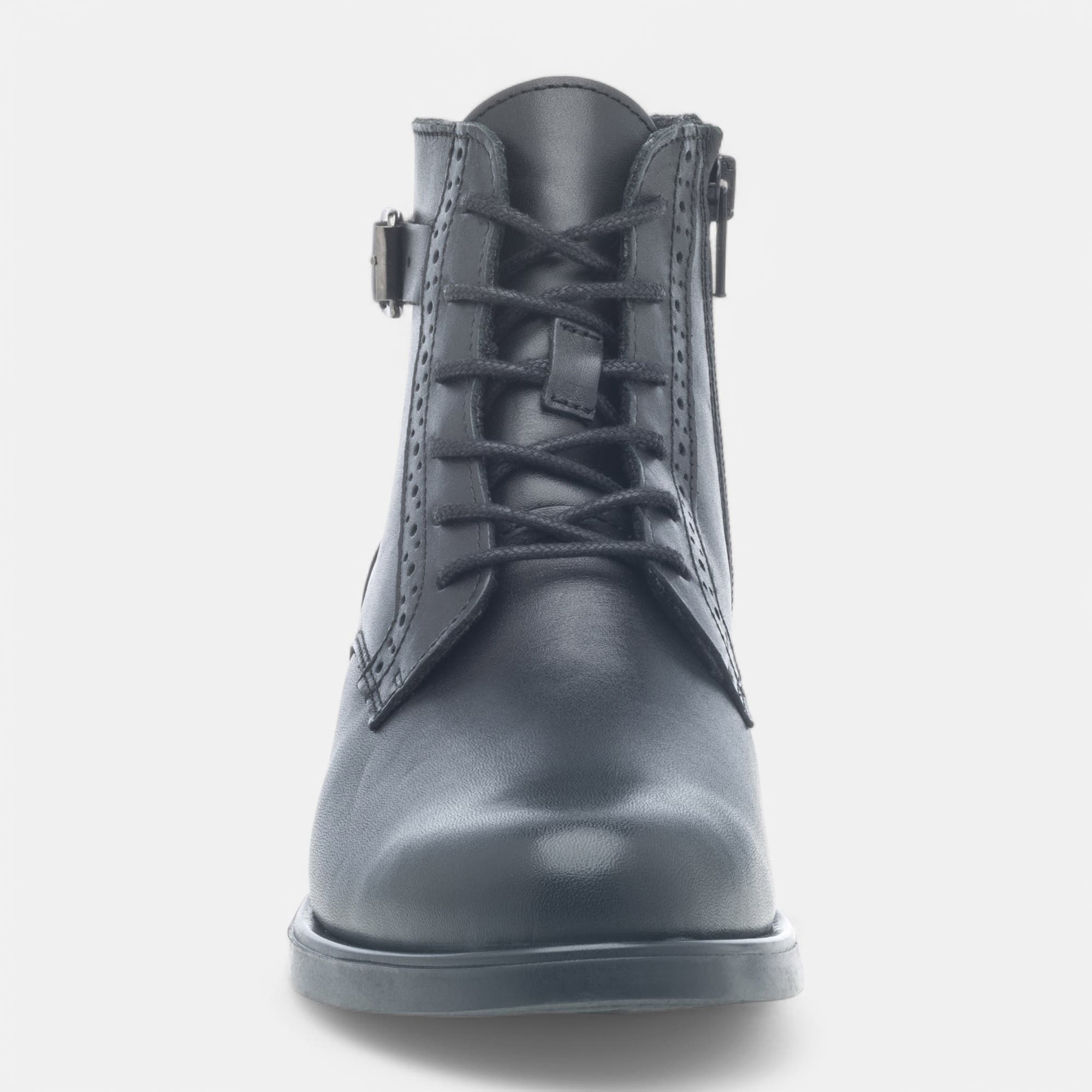 Bottines à lacets Femme en cuir noir