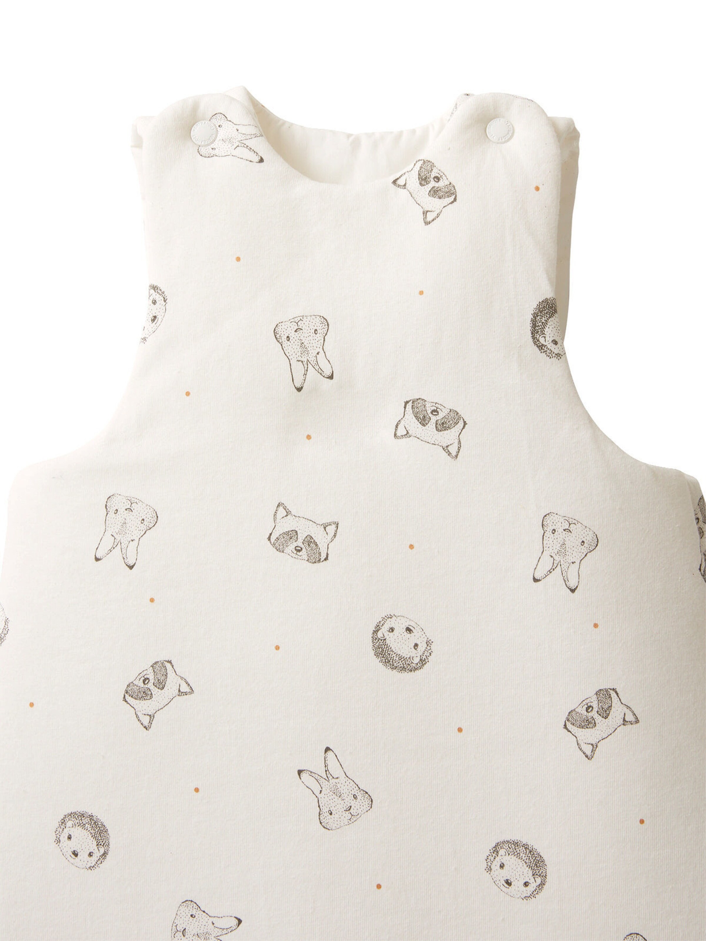 Vertbaudet Bio-Kollektion: Ärmelloser Baby Schlafsack KLEINE FREUNDE wollweiß bedruckt