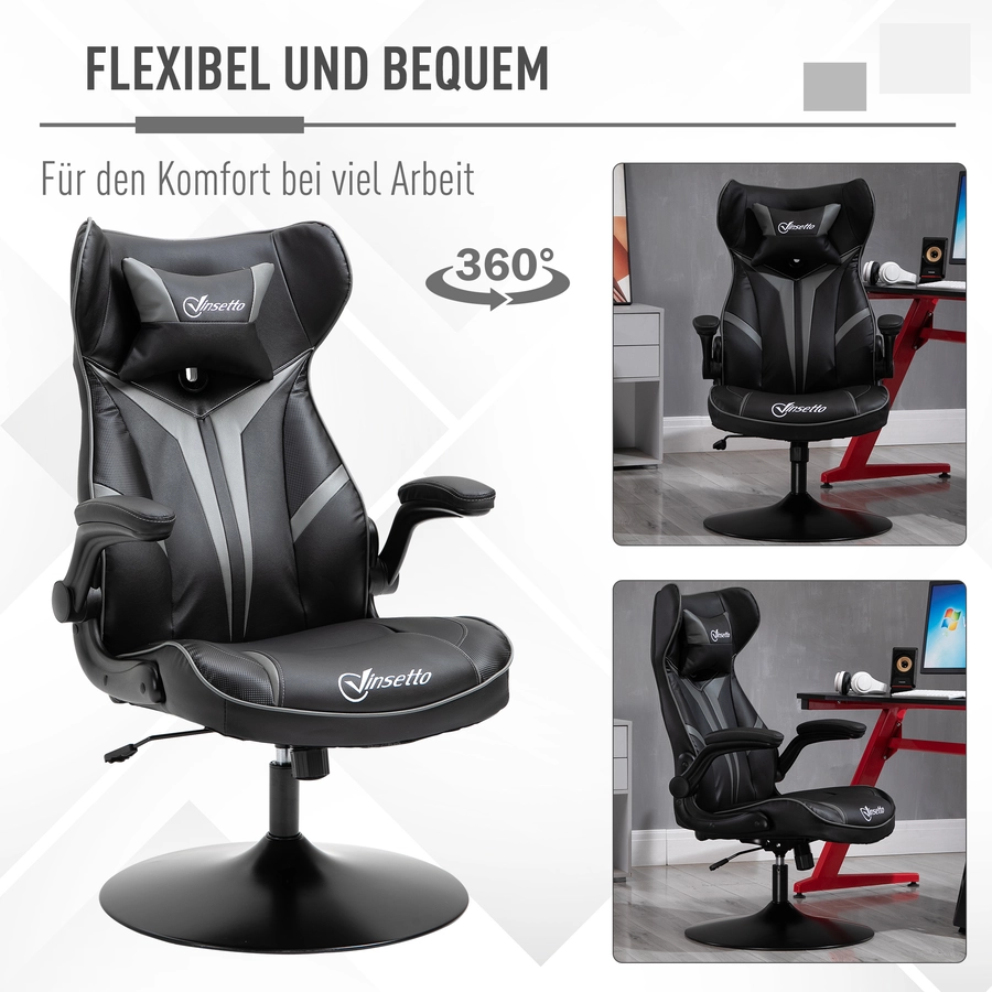 Vinsetto Gaming Stuhl ergonomisch schwarzgrau