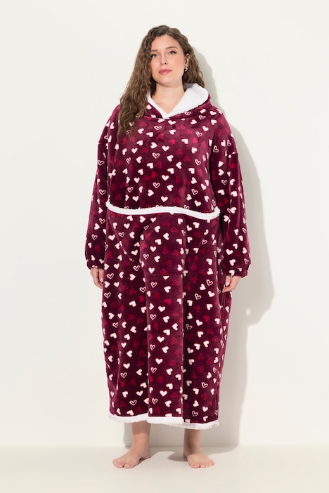 Loungewear-Poncho, Plüsch, Kapuze, Langarm, Tasche