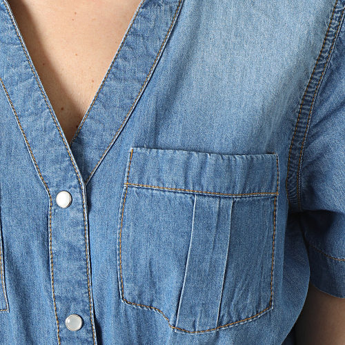Robe Jean Femme Manches Courtes Saint Bleu Denim