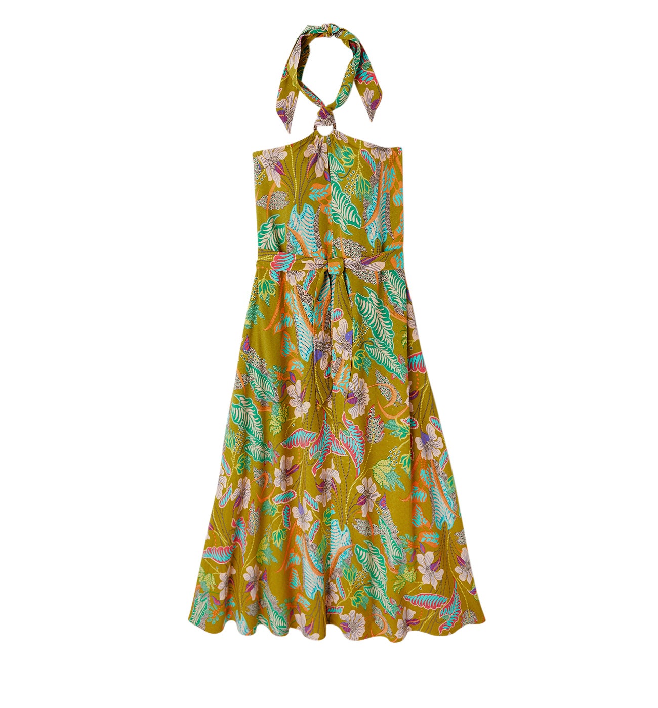 Robe dos nu imprimée - Imprimé vert anis
