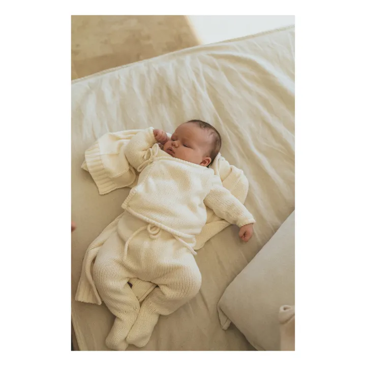 Illoura the Label Legging à Pieds Tricot Coton Bio Poet | Ecru